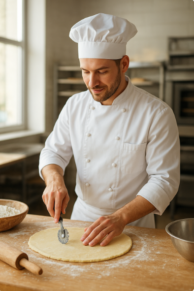 M§A un de nos pâtissiers entrain de crée de nouvelle pâtisserie
